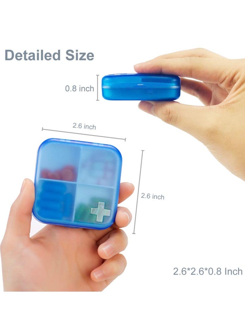 KASTWAVE Portable Travel Pill Organizer Case for Purse Cute Small Daily Pill Box Bpa Free Plastic Medicine Vitamin Holder Container for Purse Pills Vitamin Fish Oil Daily Travel Use 2 Pack 4 Compartments  - Image 3