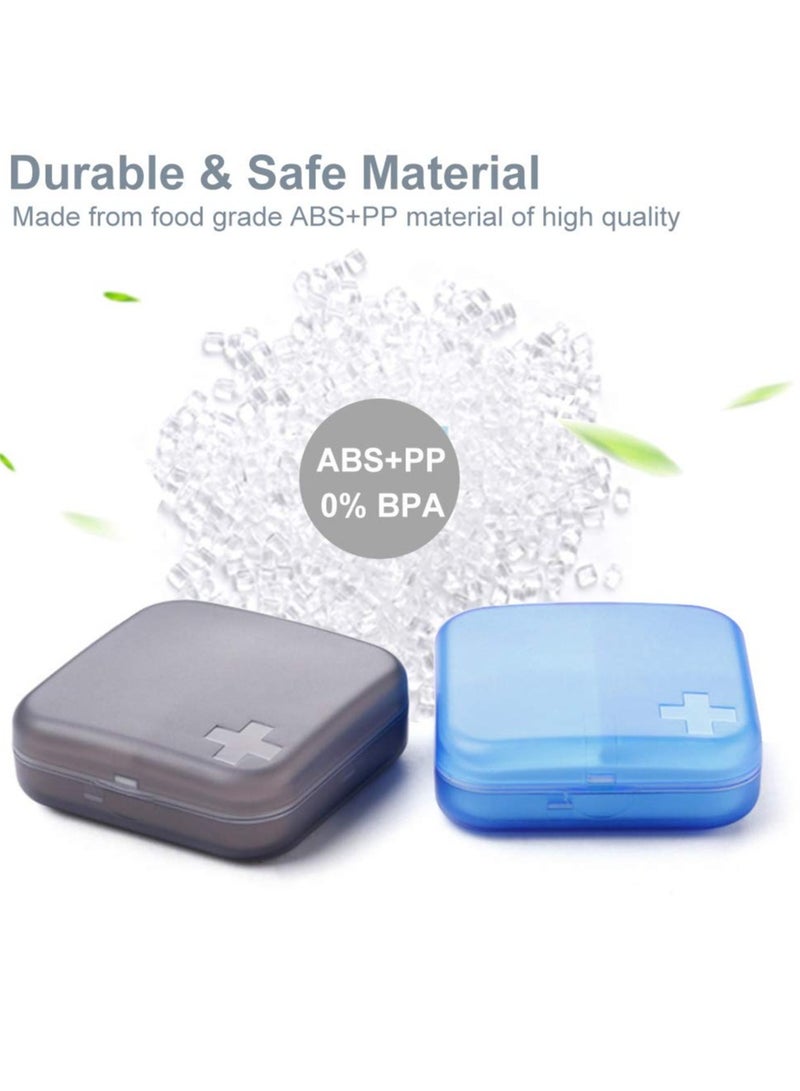 KASTWAVE Portable Travel Pill Organizer Case for Purse Cute Small Daily Pill Box Bpa Free Plastic Medicine Vitamin Holder Container for Purse Pills Vitamin Fish Oil Daily Travel Use 2 Pack 4 Compartments  - Image 4