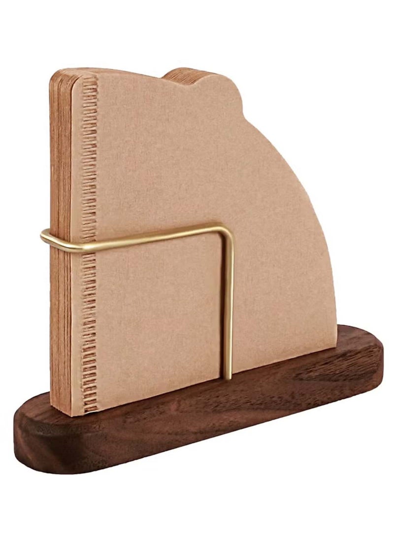 Captaintech Walnut Base Coffee Filter Holder,Pure Brass Coffee Filter Paper Storage Rack,Filter Paper Container Stand Suitable For V60 and Fan Shape and Flat-bottomed Pour Over Filter Paper - Image 2