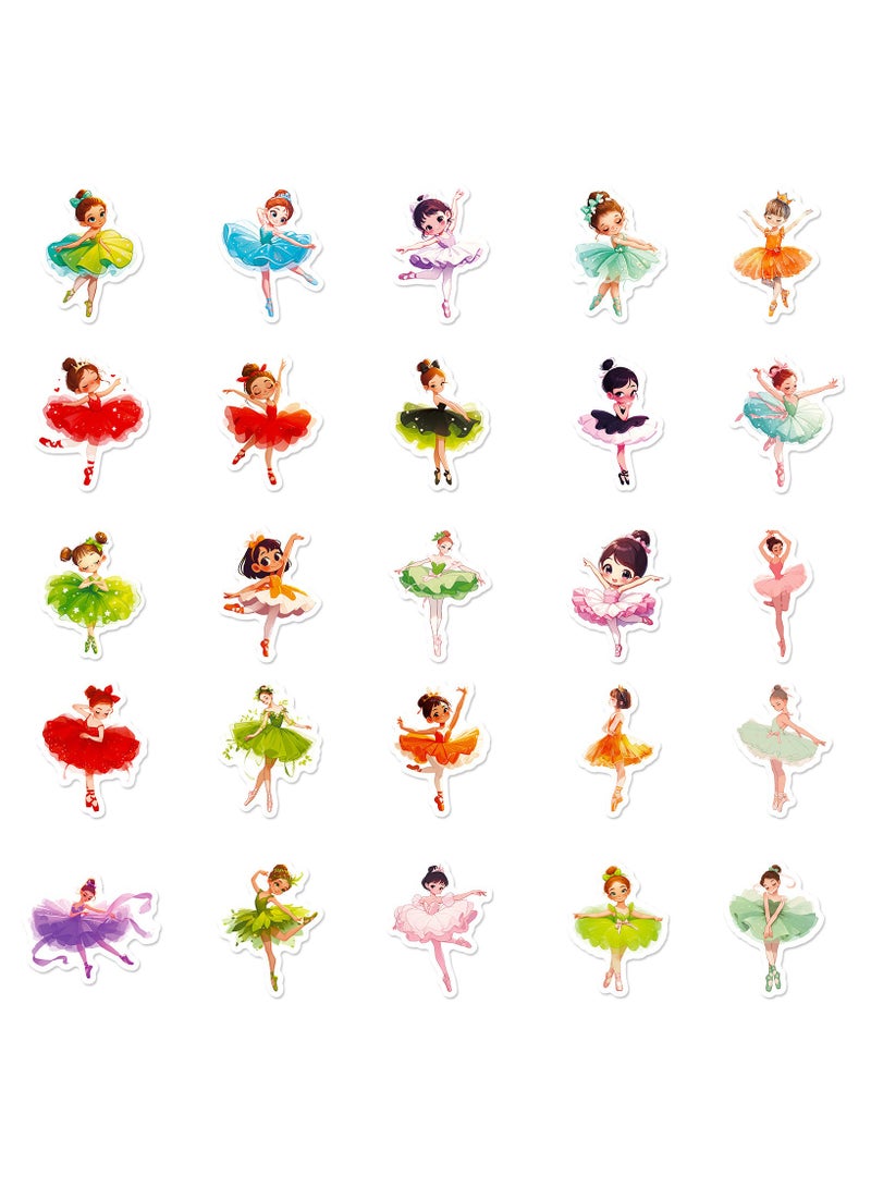 ملصقات الرقص 50 قطعة ملصقات الباليه ملصقات الفينيل الجمالية المقاومة للماء لزجاجة المياه والكمبيوتر المحمول والأمتعة واللوح الدفتري والكمبيوتر للفتيات والأطفال والمراهقين والبالغين - Image 2