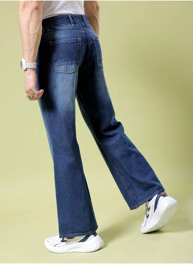 The Indian Garage Co Men Bootcut Loose Fit Solid Mid-Rise Jeans