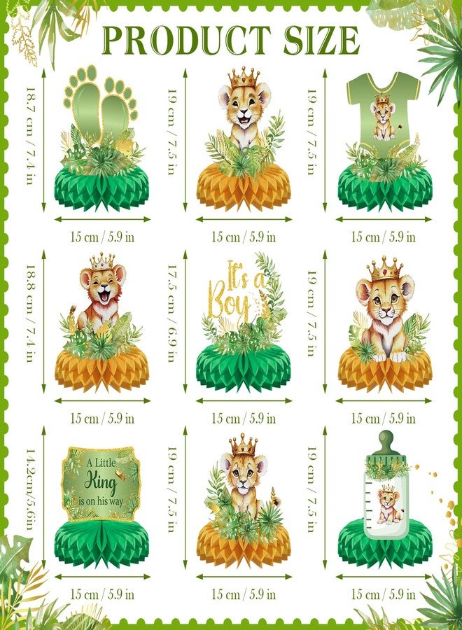 TagreSpike 9 Pcs Lion Theme Honeycomb Centerpieces, Jungle Safari Party Decorations A Little King Is On The Way Table Decoration for Pregnancy Announcement Gender Reveal Party Supplies - Image 3