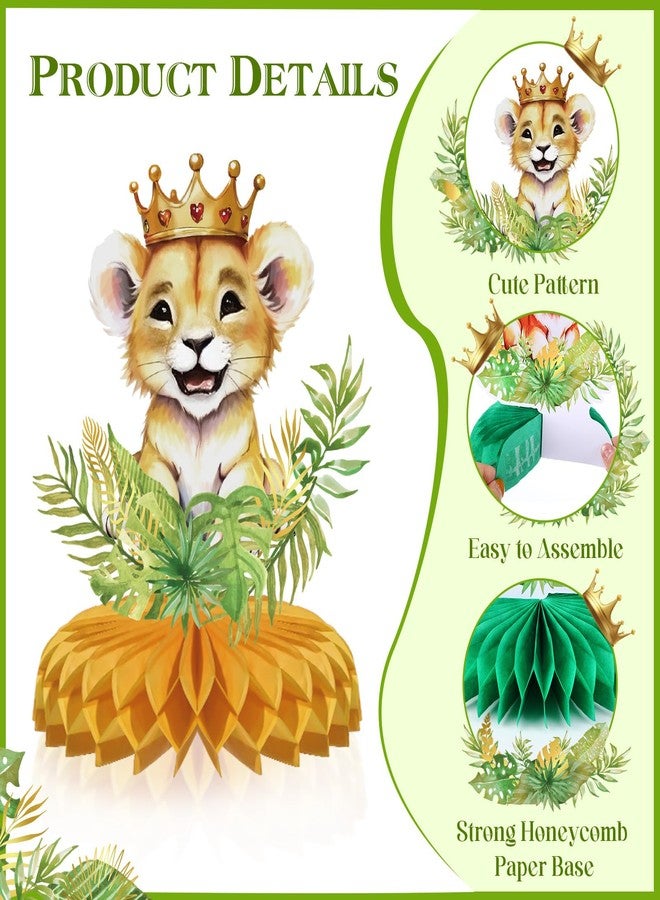 TagreSpike 9 Pcs Lion Theme Honeycomb Centerpieces, Jungle Safari Party Decorations A Little King Is On The Way Table Decoration for Pregnancy Announcement Gender Reveal Party Supplies - Image 4