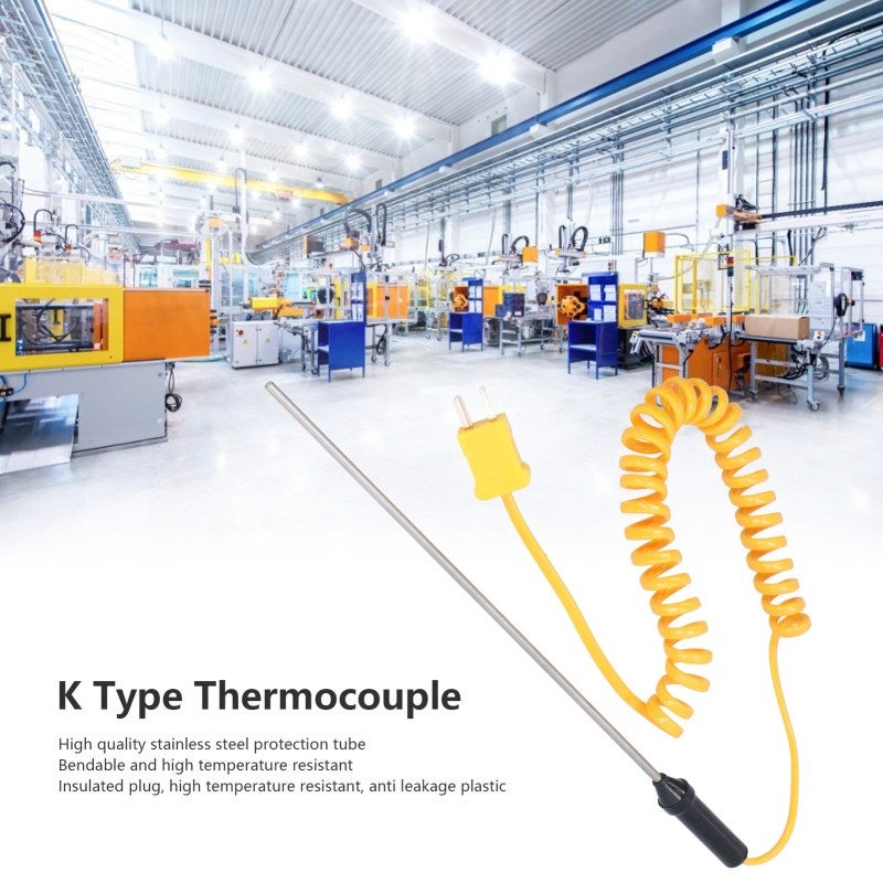 Insulated Plug: 304 Stainless Steel Probe - High Temperature Resistance Anti-Electric Leakage Durable Portable Multipurpose Temperature Tester for Textile Printing Papermaking Plastics Rubber Ceramics - Image 2