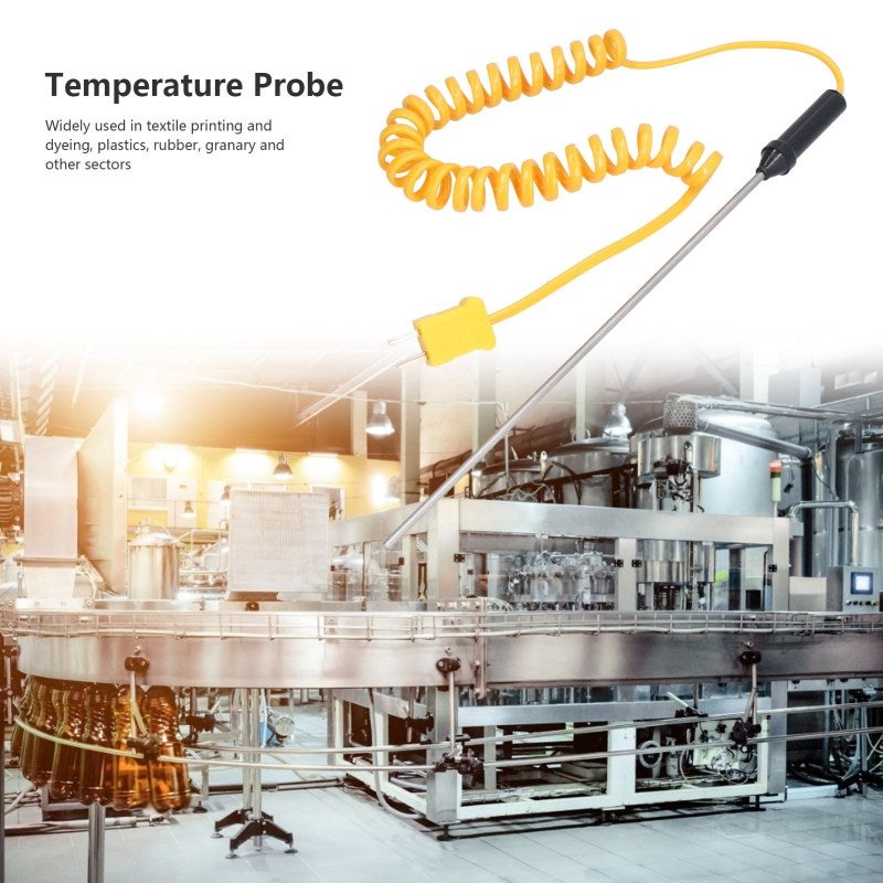 Insulated Plug: 304 Stainless Steel Probe - High Temperature Resistance Anti-Electric Leakage Durable Portable Multipurpose Temperature Tester for Textile Printing Papermaking Plastics Rubber Ceramics - Image 3