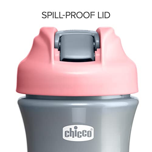 Chicco Soft Spout Tumbler with Silicone Straw and Spill-Proof Lid 12oz.| Built-In Carry Handle | Top-Rack Dishwasher Safe | Easy to Hold Travel Cup | Pink/Silver| 18+ months - Image 5