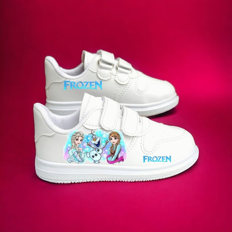 Amazoon Desing Amazon Design Princess Snow Printed White Kids Sports Shoes Sneaker  - Image 2