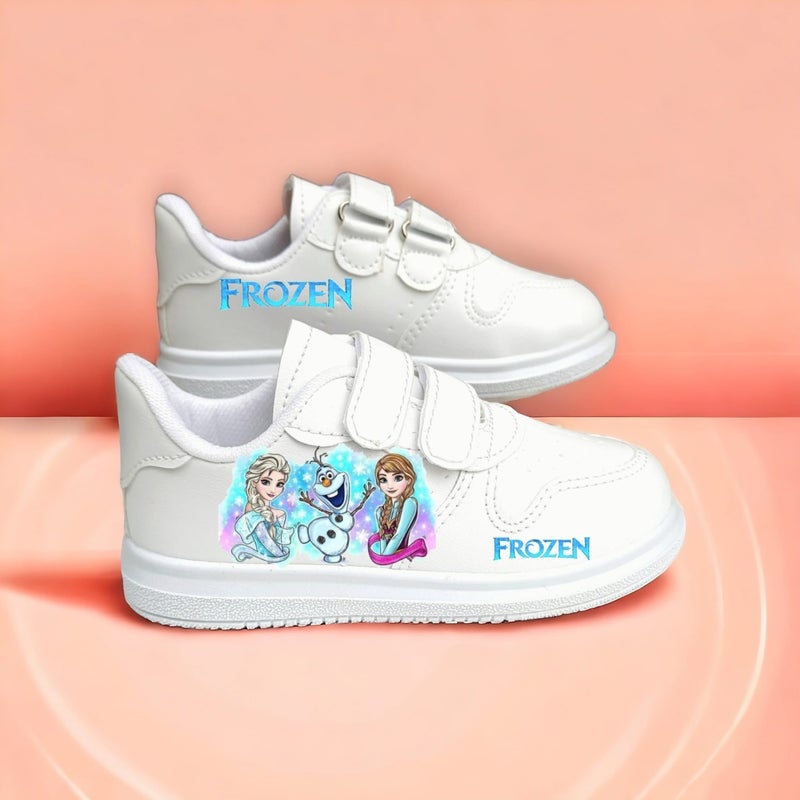 Amazoon Desing Amazon Design Princess Snow Printed White Kids Sports Shoes Sneaker  - Image 3