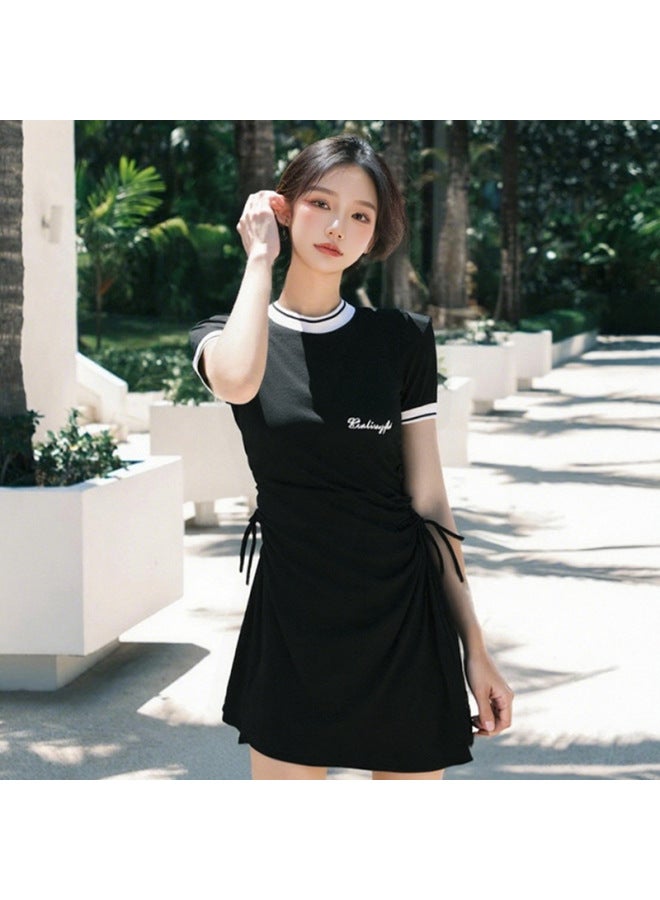 [independent Swimming Trunks] Separates Swimsuit For Women Plus Size Korean Style Conservative Skirt Style Covering Belly And Slimming Look Fat MM Swimsuit