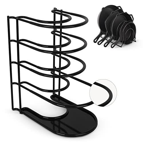Cuisinel Pan Organizer - Silicone-Coated Non-Slip 12" Heavy Duty Skillet Rack - Kitchen Counter/Cabinet Organization Storage - Holder for Cookie Sheet, Cutting Board, Cast Iron Cookware, Dish, Pot, Lid Stand - Image 1