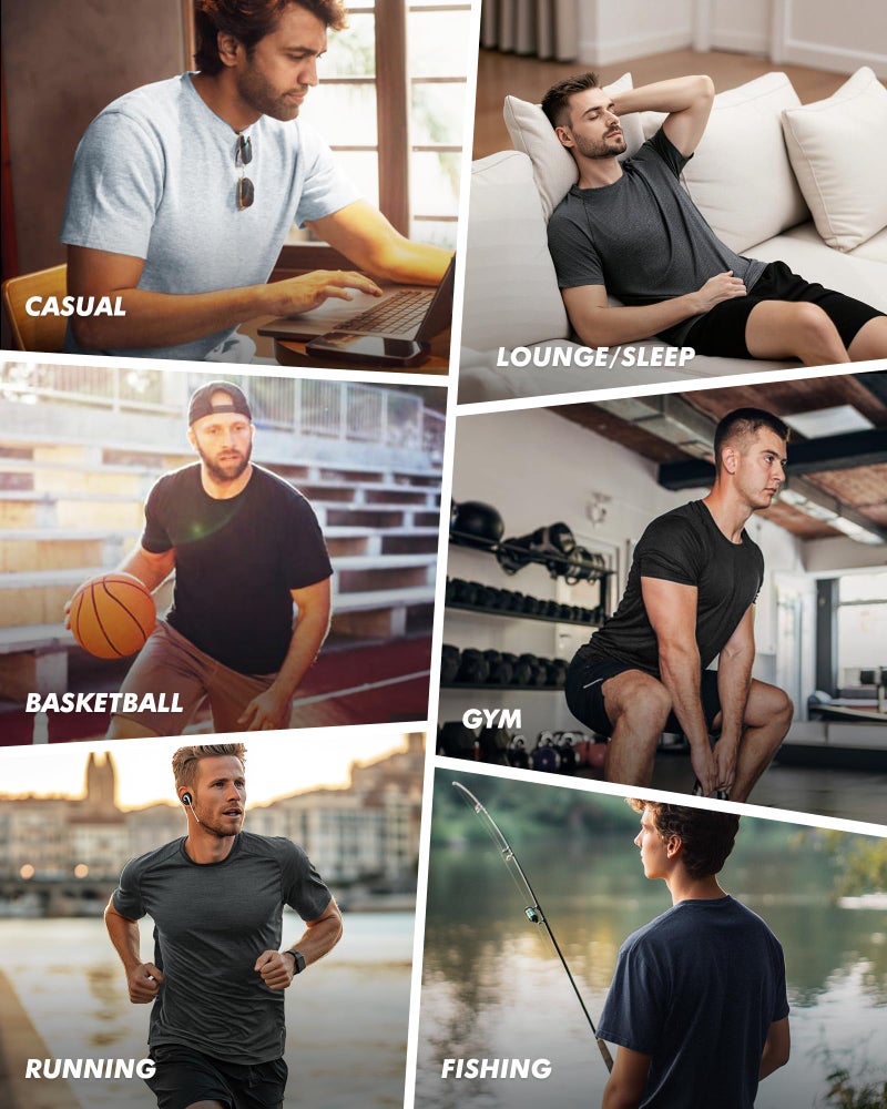 BOOJO 3 Pack Workout Mens Shirts - Quick Dry Causal Moisture Wicking Work Gym Athletic Short Sleeve for Basketball Running Lounge - Image 2