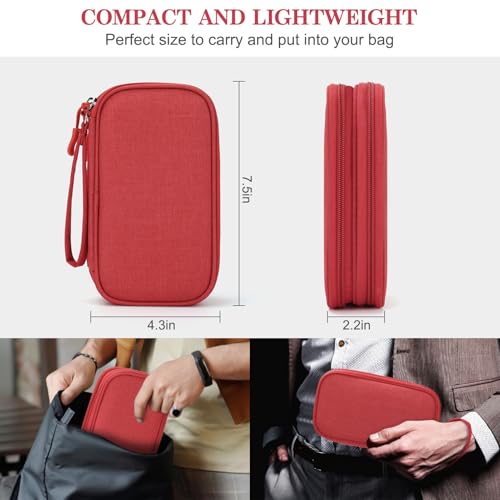 FYY Travel Cable Organizer Pouch Electronic Accessories Carry Case Portable Waterproof Double Layers All-in-One Storage Bag for Cord, Charger, Phone, Earphone Red - Image 2