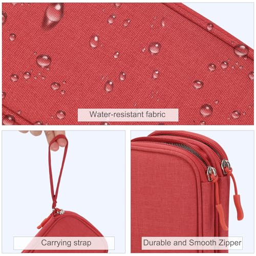 FYY Travel Cable Organizer Pouch Electronic Accessories Carry Case Portable Waterproof Double Layers All-in-One Storage Bag for Cord, Charger, Phone, Earphone Red - Image 4