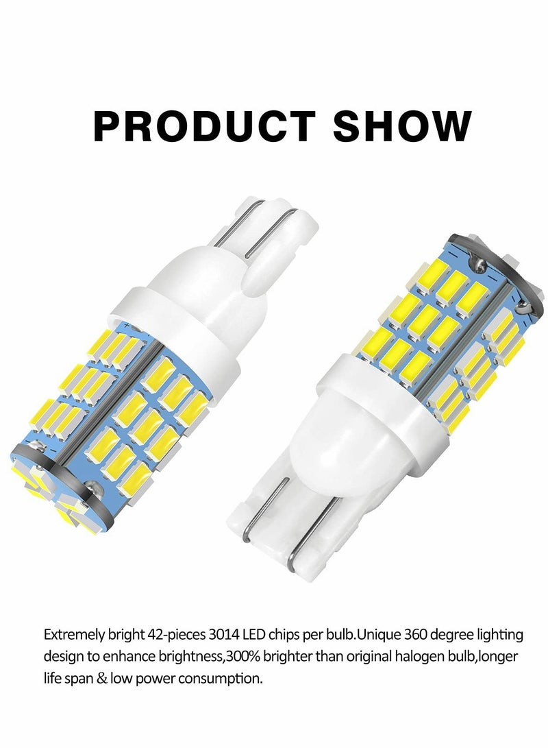 SYOSI 20 pcs LED Bulbs White, T10 921 194 168 175 Super Bright 3014 42-SMD LED Replacement 12 Volt Side Indicator Light, Backup Reverse Lights  - Image 3