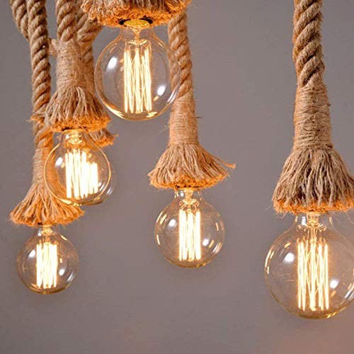RSP Quality bit ® Vintage Retro Style Hemp Rope Hanging Pendant Ceiling Light Fixture with E26/E27 Base (Pack of 2) - Image 3