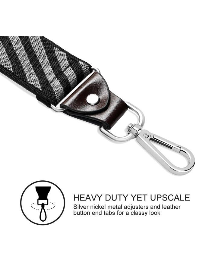 Vauhse Suspenders for Men, Adjustable Suspenders with Elastic Straps Y-Back Construction Heavy Duty for Work (Black Twill) - Image 2
