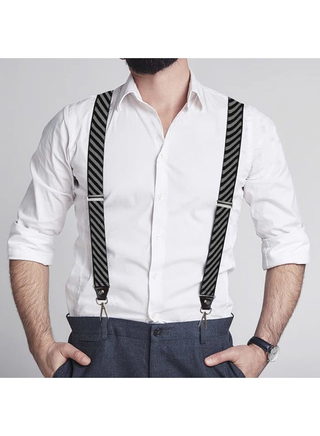 Vauhse Suspenders for Men, Adjustable Suspenders with Elastic Straps Y-Back Construction Heavy Duty for Work (Black Twill) - Image 5