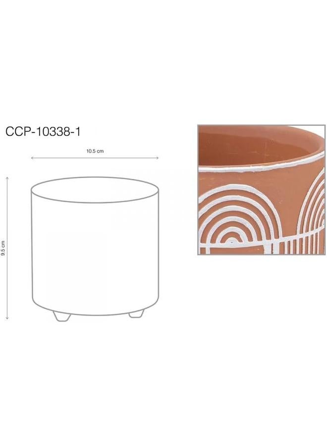 SGC Cement Pot Flower Pot Round Shape Color Orange Size 10.5 * 10.5 * 9.5 Cm. - Image 4