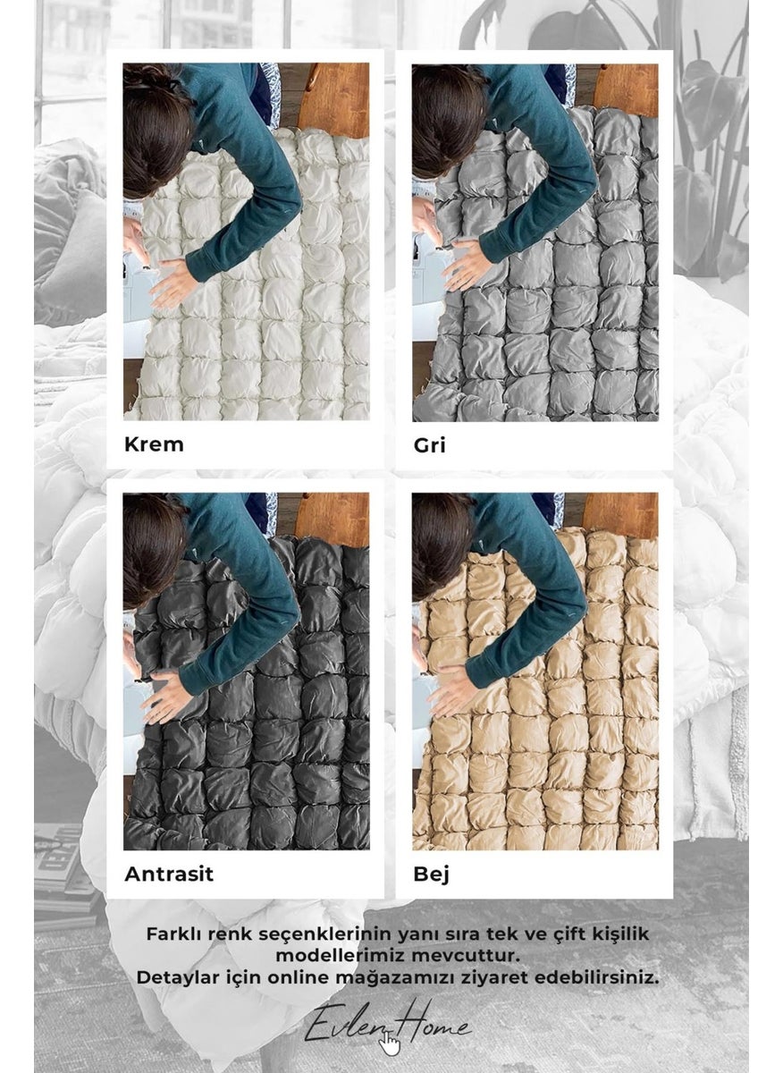 Evlen Home Collection Puff Bedspread Set Double Handmade Casual Plain Cotton Filled Quilt Sleep Set 3 Piece  - Image 3