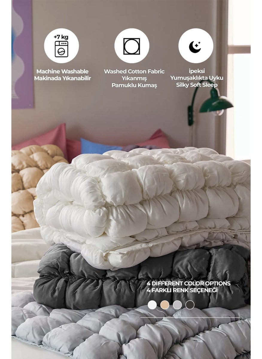 Evlen Home Collection Puff Bedspread Set Double Handmade Casual Plain Cotton Filled Quilt Sleep Set 3 Piece  - Image 2