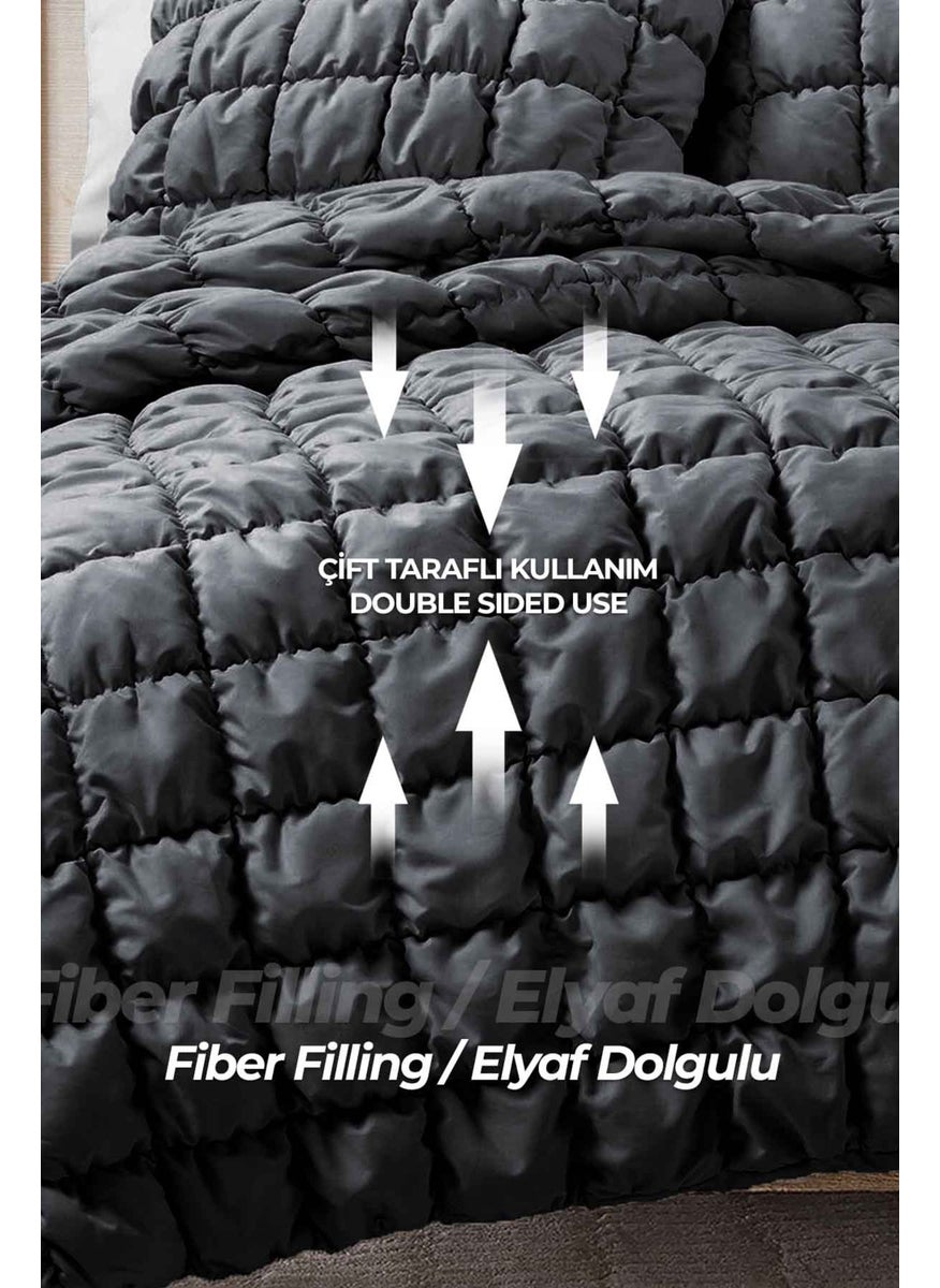 Evlen Home Collection Puff Bedspread Set Double Handmade Casual Plain Cotton Filled Quilt Sleep Set 3 Piece  - Image 5