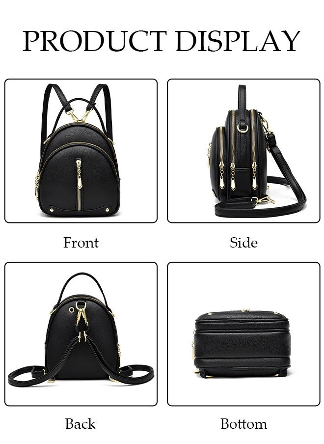 DUNISO Women's Backpack Fashionable Travel Backpack For Women Faux Leather School Backpack Shoulder Bag For College Girls Students Black  - Image 5