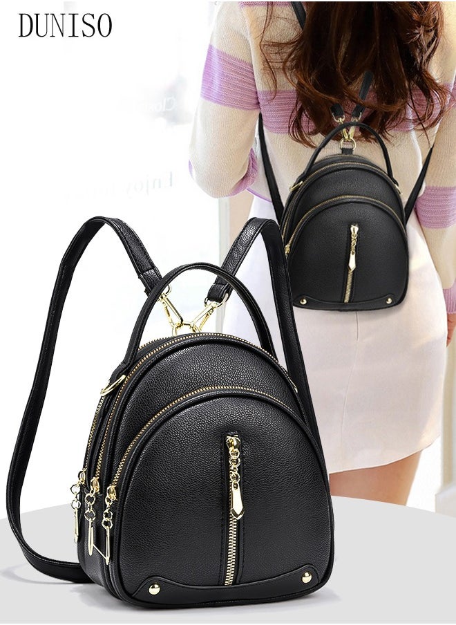 DUNISO Women's Backpack Fashionable Travel Backpack For Women Faux Leather School Backpack Shoulder Bag For College Girls Students Black  - Image 1