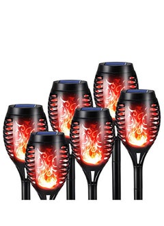 SYOSI 6-Pieces Solar Torch Lights With Flickering Flame Fire Effect Garden Light Auto On OR Off Dust To Dawn Outdoor Waterproof Landscape Decoration Solar Powered Security Torch Light  - Image 1