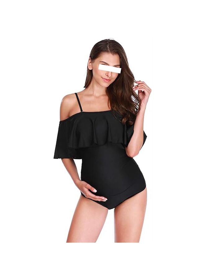 ملابس سباحة للحوامل، ملابس سباحة صيفية للنساء، بيكيني، تانكيني، ملابس شاطئ للحوامل (اللون: أسود، المقاس: متوسط) - Image 5