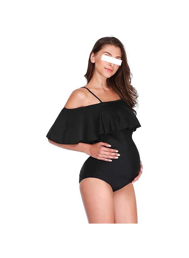 ملابس سباحة للحوامل، ملابس سباحة صيفية للنساء، بيكيني، تانكيني، ملابس شاطئ للحوامل (اللون: أسود، المقاس: متوسط) - Image 3