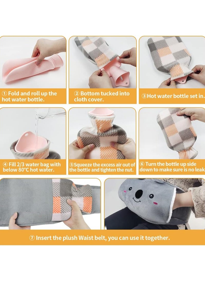 Generic - Gray Belt Hot Water Bottle, Rubber Hot Water Bag With Soft Waist Cover For Keeping Warm On Neck And Shoulders, Back, Hands, Legs, Waist - Image 1