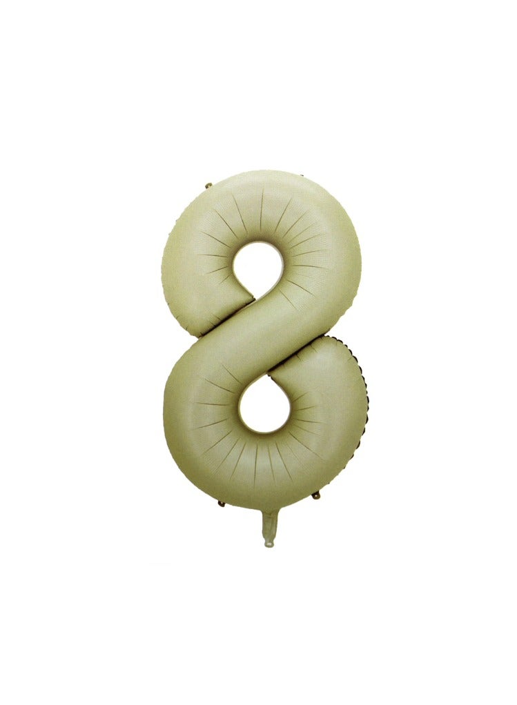 PARTY FUN 16 Inch Foil Number Balloon Elegant Oat Colored No. 8, Perfect for Birthday, Anniversary, and Special Occasions  - Image 1