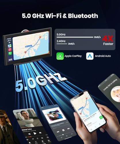 Foxpark Portable Carplay Car Screen for Apple & Android Auto-7" HD Wireless Car Play Touch Screen with Backup Camera,Car Audio Receivers with Voice Control,GPS Navigation,Bluetooth,Mirror Link,FM - Image 4