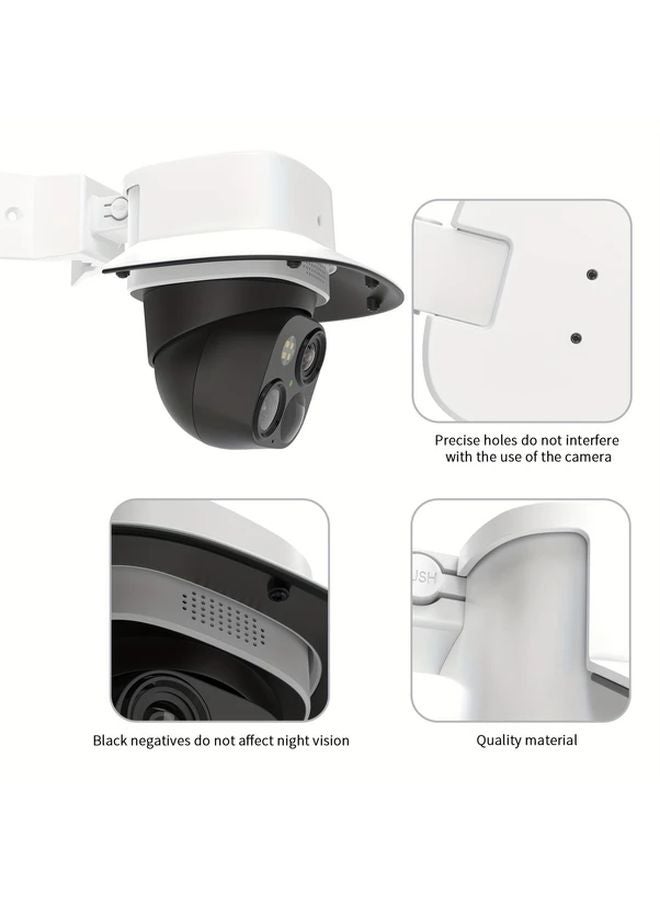 حامل الحائط الأبيض مع مظلة الشمس والمطر لـ Eufy SoloCam S340 حامل مينيماليست - Image 4