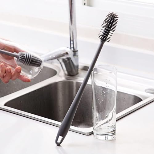 Recluse Pack of 2 Bottle Brush Silicone Cleaning Brush Long Dishwashing Brush Glass Bottle for Soda & Baby Bottles Glasses, Glass Carafe Carafes and Thermos Flasks with Narrow Opening - Image 4