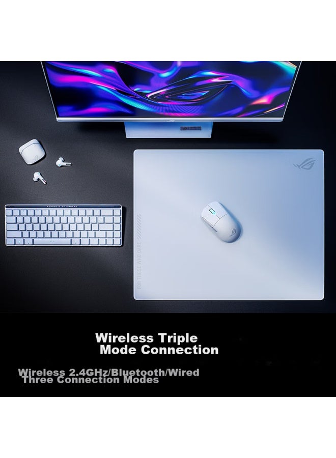ROG Rog Dragon Scale Ace Mini Wireless Tri-mode Gaming Mouse With Aimpointpro Optical Sensor, Professional E-sports Hand-shaped Design, Supports Wireless 8k, Lightweight 49g, Moonlight White  - Image 3