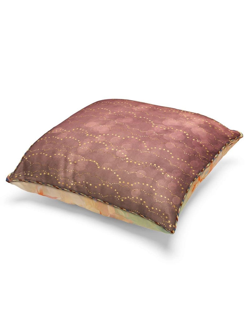 BIANCA Designer Reversible Printed Silk Linen Cushion Covers -2pc 16 X16 Set (Suzane) | with Contrast Front & Back Digital Print | - Hidden Zipper Floral-Abstract-Earthy/Beige - Image 4
