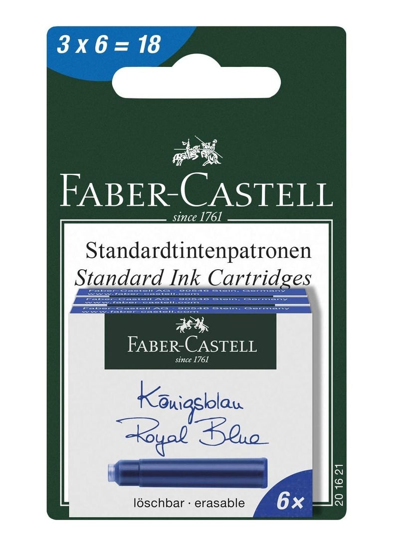 FABER-CASTELL 18-Piece Ink Cartridge Blister Royal Blue Ink  - Image 1