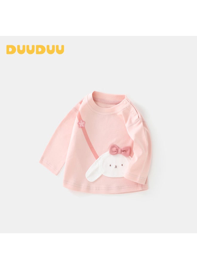 Duuduu Children's Long Sleeve T-shirt, Baby Girl Top, Infant Outerwear, Spring Outfit, Base Layer, Autumn Cartoon Inner Wear, Pink, Size 80 - Image 2