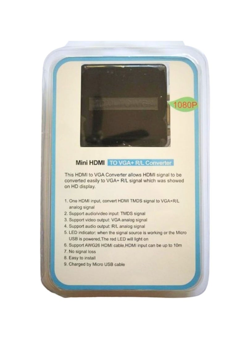 Mini HDMI To VGA +R/L Converter