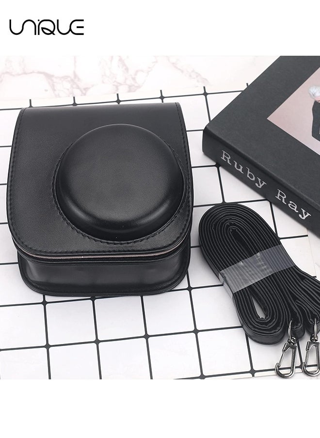 Unique Camera Case Compatible with Instax Mini 12 - Protective Case PU Leather Bag with Pocket and Adjustable Shoulder Strap (Black)  - Image 4