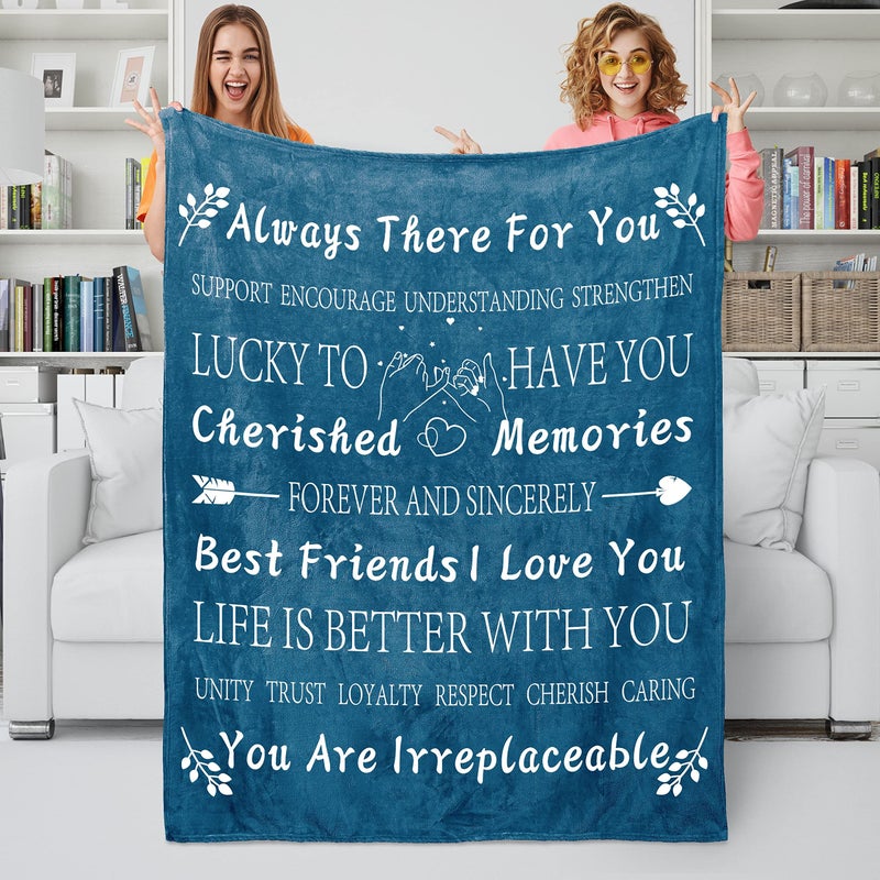 DOKEYWELL Best Friend Birthday Gifts for Women Unique Female Friendship Gifts for Bestie Fleece Throw Blanket 50x60 Seablue