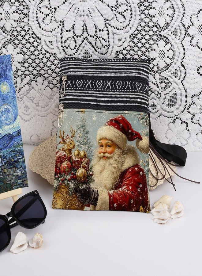 XiaoGalaee Santa Adjustable Strap Crossbody Bag Festive Gift Basket with Presents and Deer Print for Adults Messenger Bag Outdoor Wallet Birthday or Christmas Celebration​​ Gift for Friend - Image 3