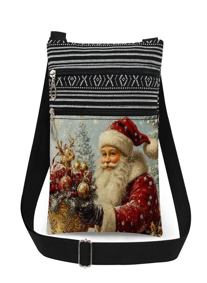 XiaoGalaee Santa Adjustable Strap Crossbody Bag Festive Gift Basket with Presents and Deer Print for Adults Messenger Bag Outdoor Wallet Birthday or Christmas Celebration​​ Gift for Friend - Image 1
