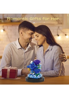 Y&D Flower Bouquets Building Sets, Blue Rose Block Flowers Kit with Dust Cover, Creative Toys Home Decoration Birthday Gifts for Kids Mother Girlfriend  - Image 5