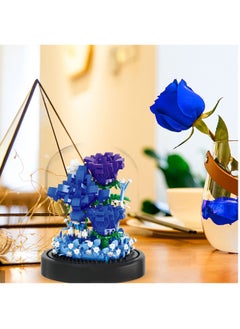 Y&D Flower Bouquets Building Sets, Blue Rose Block Flowers Kit with Dust Cover, Creative Toys Home Decoration Birthday Gifts for Kids Mother Girlfriend  - Image 3
