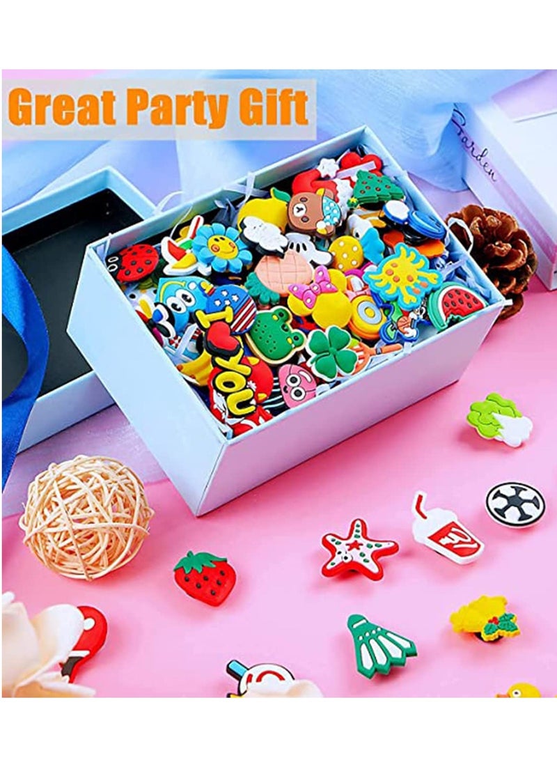 Rubber Shoe Charms Fit for Shoes Sandals and Wristband Bracelet Decoration 100 Pcs Different Shape Uni-Adult Shoe Charms Party Birthday Gift for Kids and Teens Favorite Present - Image 2