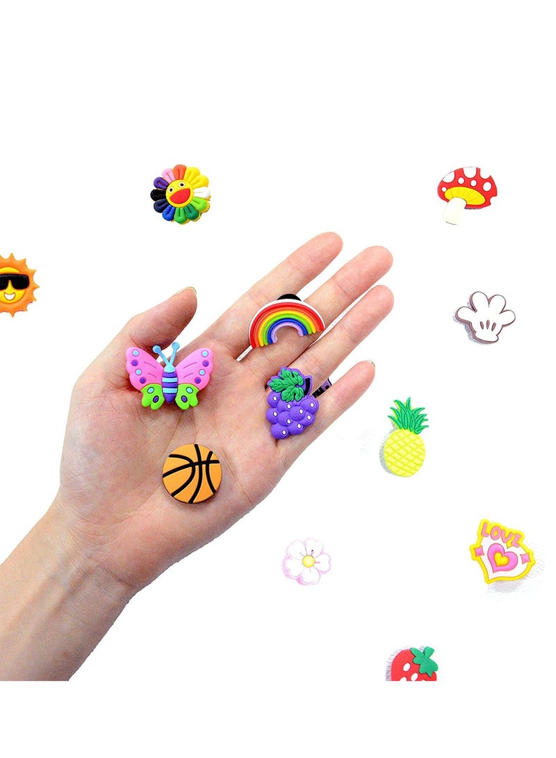 Rubber Shoe Charms Fit for Shoes Sandals and Wristband Bracelet Decoration 100 Pcs Different Shape Uni-Adult Shoe Charms Party Birthday Gift for Kids and Teens Favorite Present - Image 4