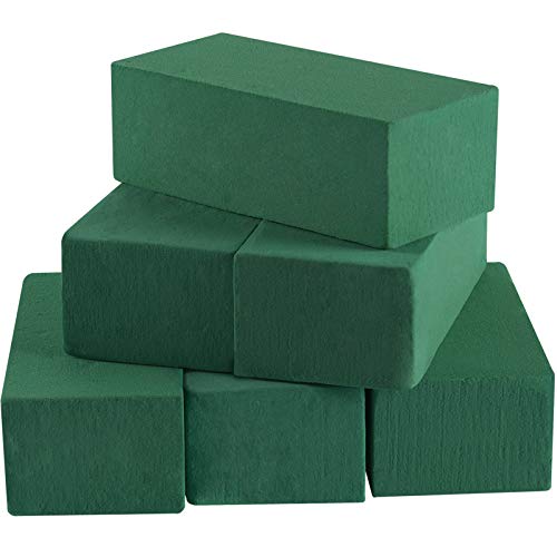Toopify 6 Pcs Floral Foam, Wet and Dry Floral Foam Blocks Flower Arrangement Kit for Fresh or Silk Artificial Flowers (Green, 9"L x 3.1"W x 4.3"H) - Image 1