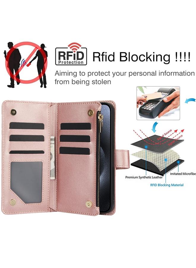 Zaboon Case For iPhone 13 Pro Max YM016 Rhombic Zipper Card Wallet Leather Phone Case with Lanyard - Image 5